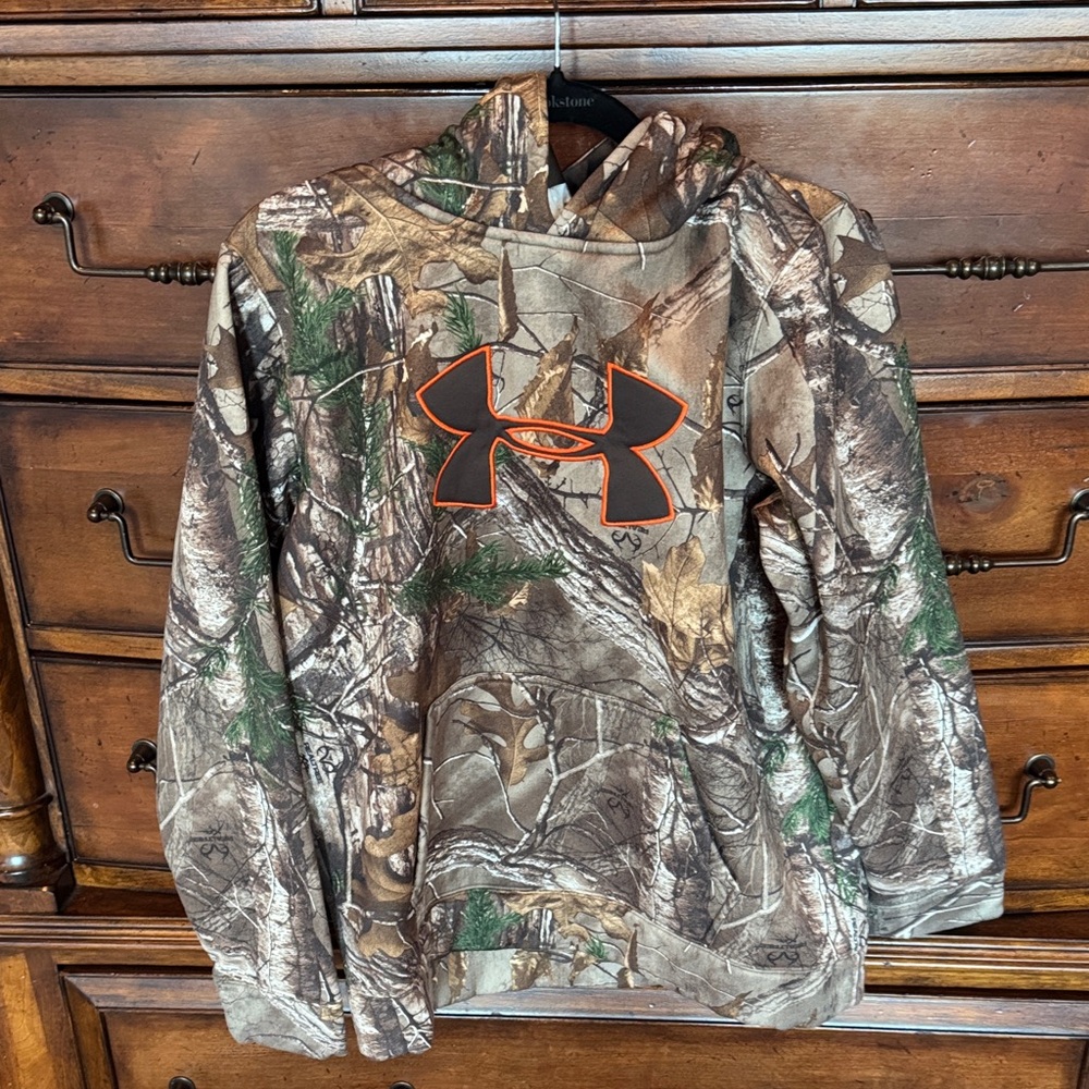 Under Armour Kids Camouflage Hoodie with Orange Logo